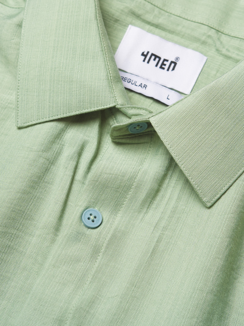 Áo Sơ Mi Linen Xước Ngắn Tay Form Regular SM203 Xanh Bạc Hà
