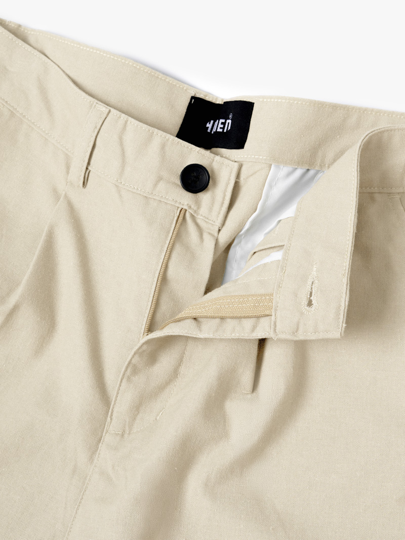 Quần Short Linen Thêu Cánh Buồm Form Straight QS087 Màu Be