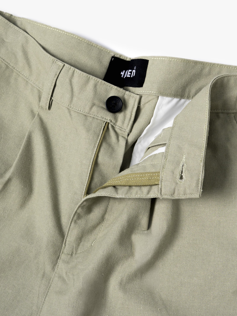 Quần Short Linen Thêu Cánh Buồm Form Straight QS087 Màu Rêu Nhạt