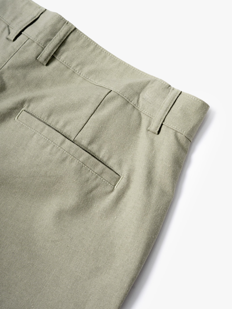Quần Short Linen Thêu Cánh Buồm Form Straight QS087 Màu Rêu Nhạt