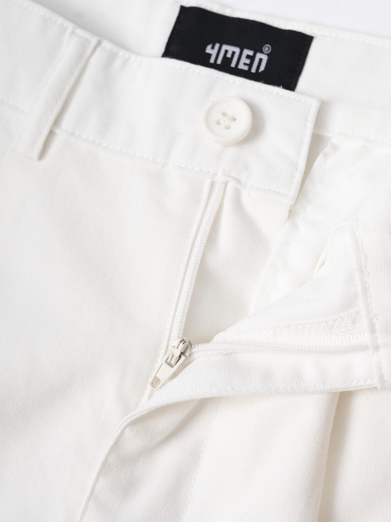 Quần Short Linen Thêu Cánh Buồm Form Straight QS087 Màu Trắng