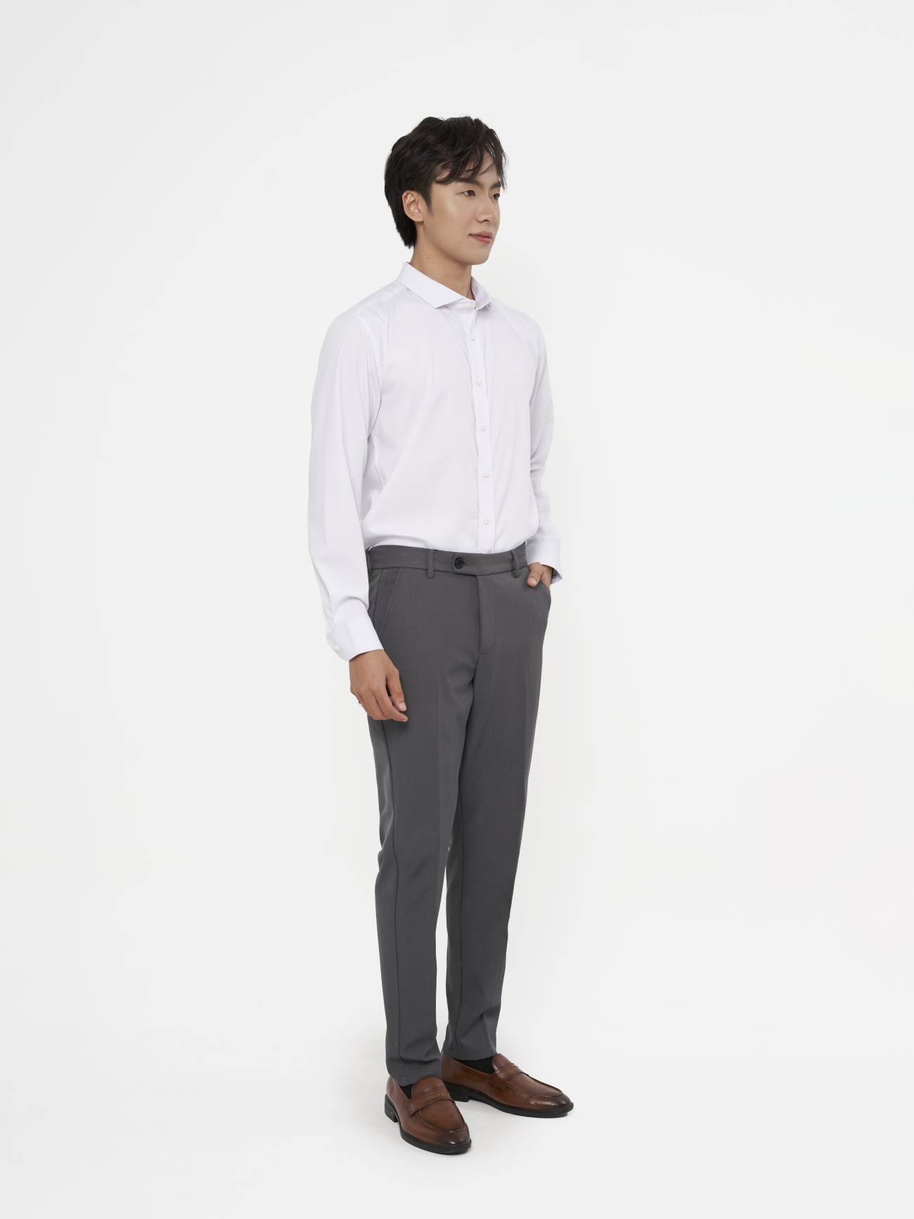 Quần Tây Trơn Form Slimfit QT071 Màu Xám Đậm