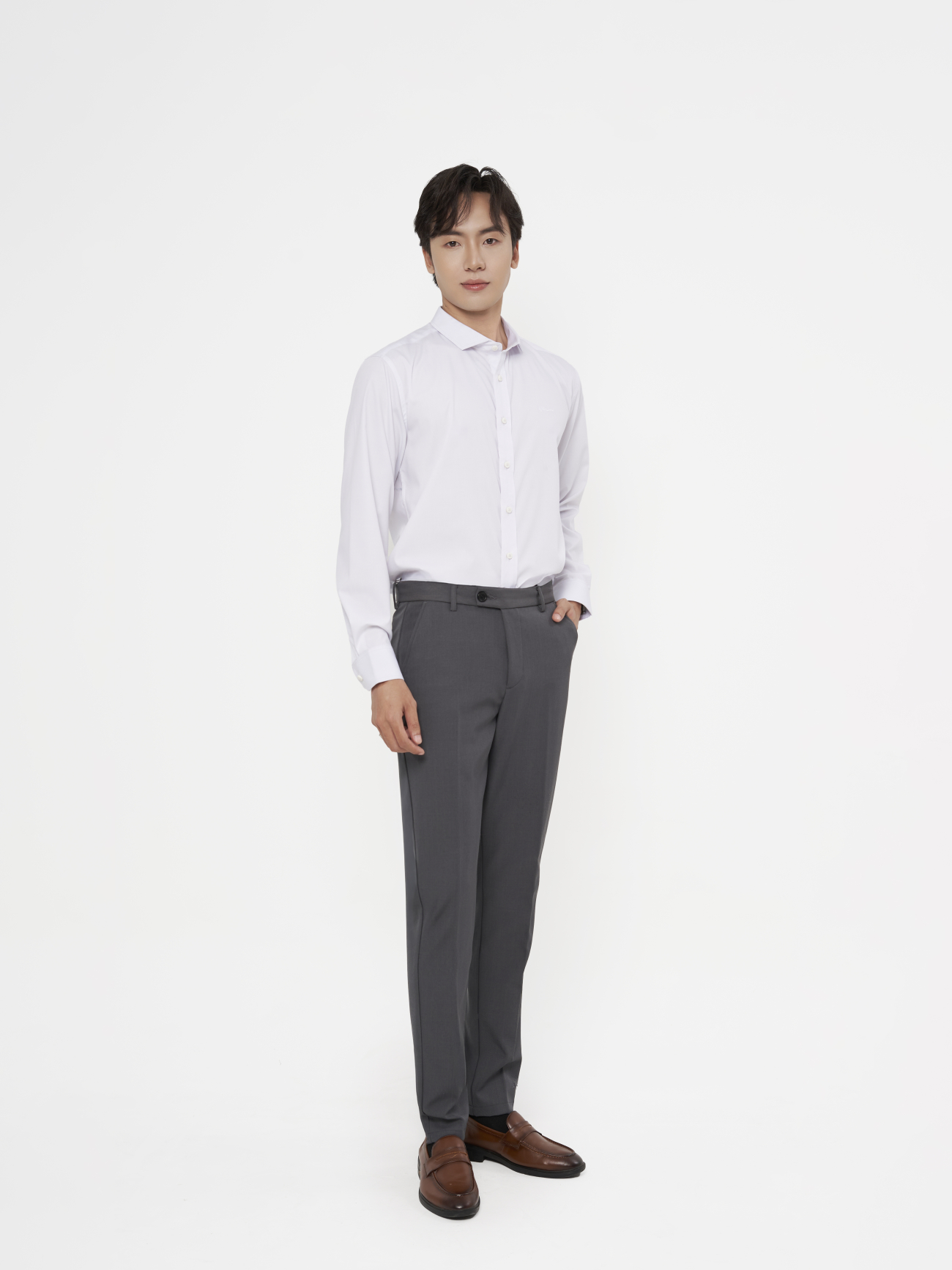 Quần Tây Trơn Form Slimfit QT071 Màu Xám Đậm