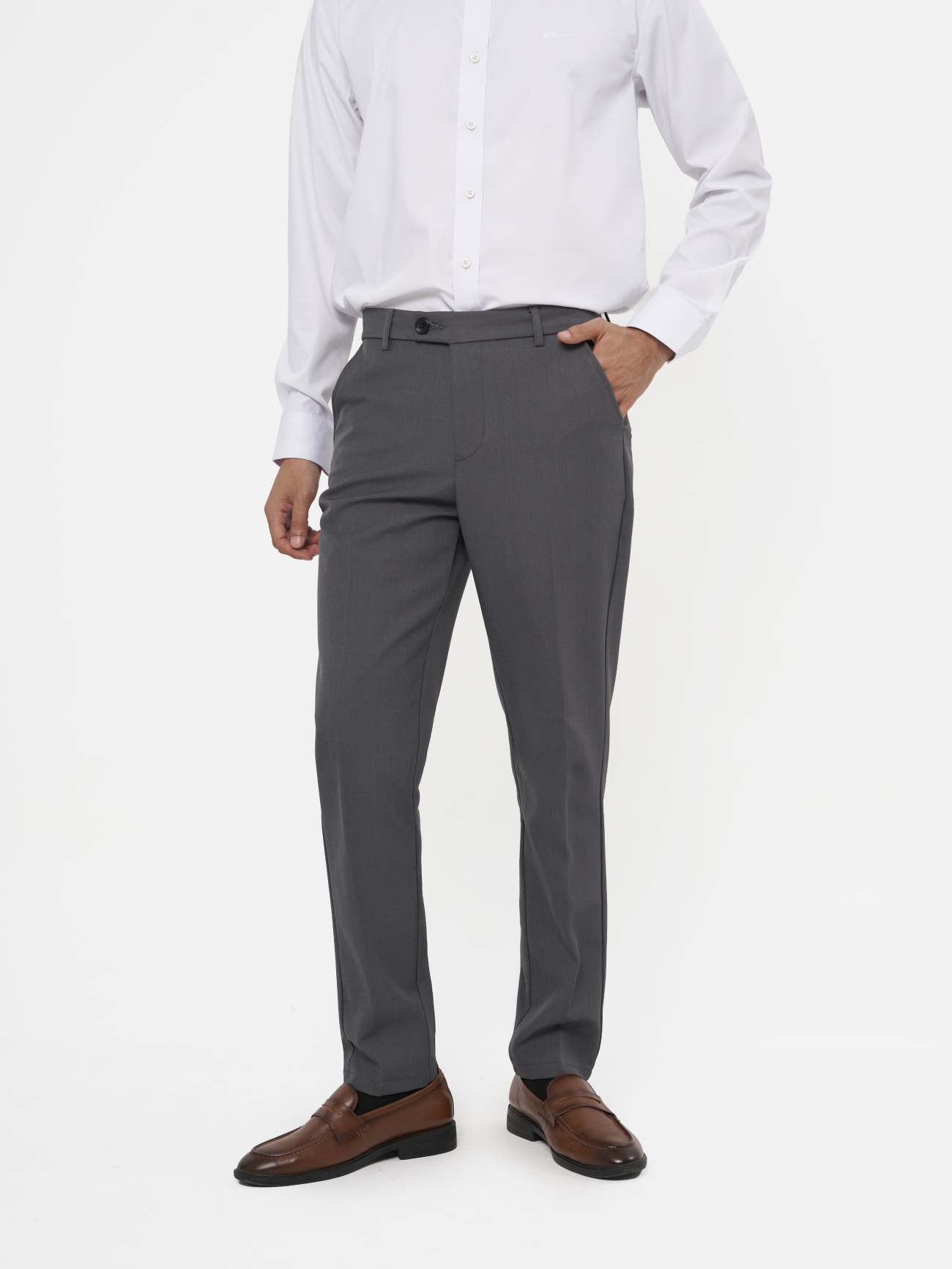 Quần Tây Trơn Form Slimfit QT071 Màu Xám Đậm