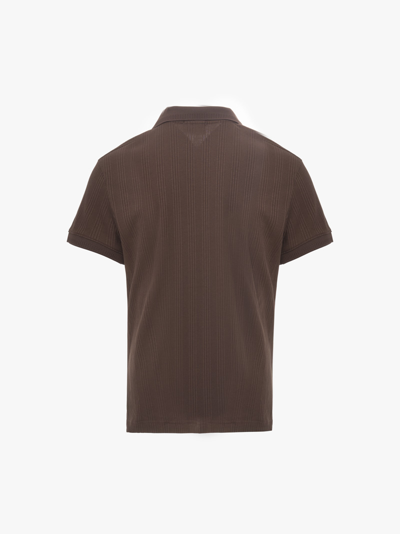 Áo Polo Vertical Texture Cổ V Bo Kiểu Form Modern PO199 Màu Nâu
