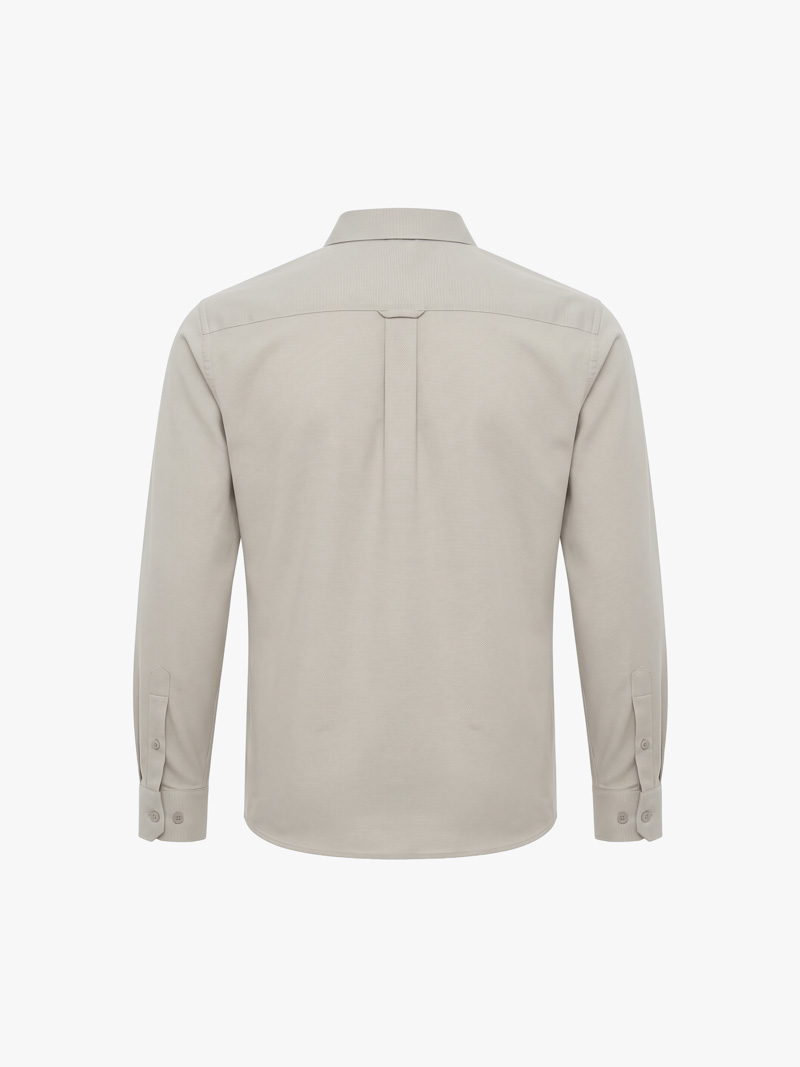 Áo Sơ Mi Herringbone Nẹp Dấu Khuy Form Regular SM211 Màu Xám