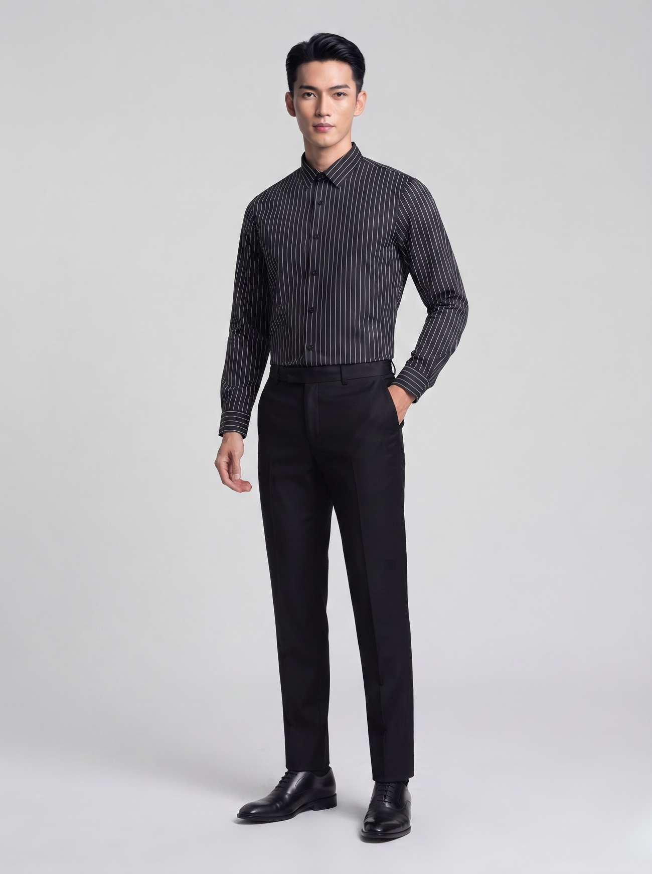 Áo Sơ Mi Sọc Form Slimfit SM172 Sọc Đen