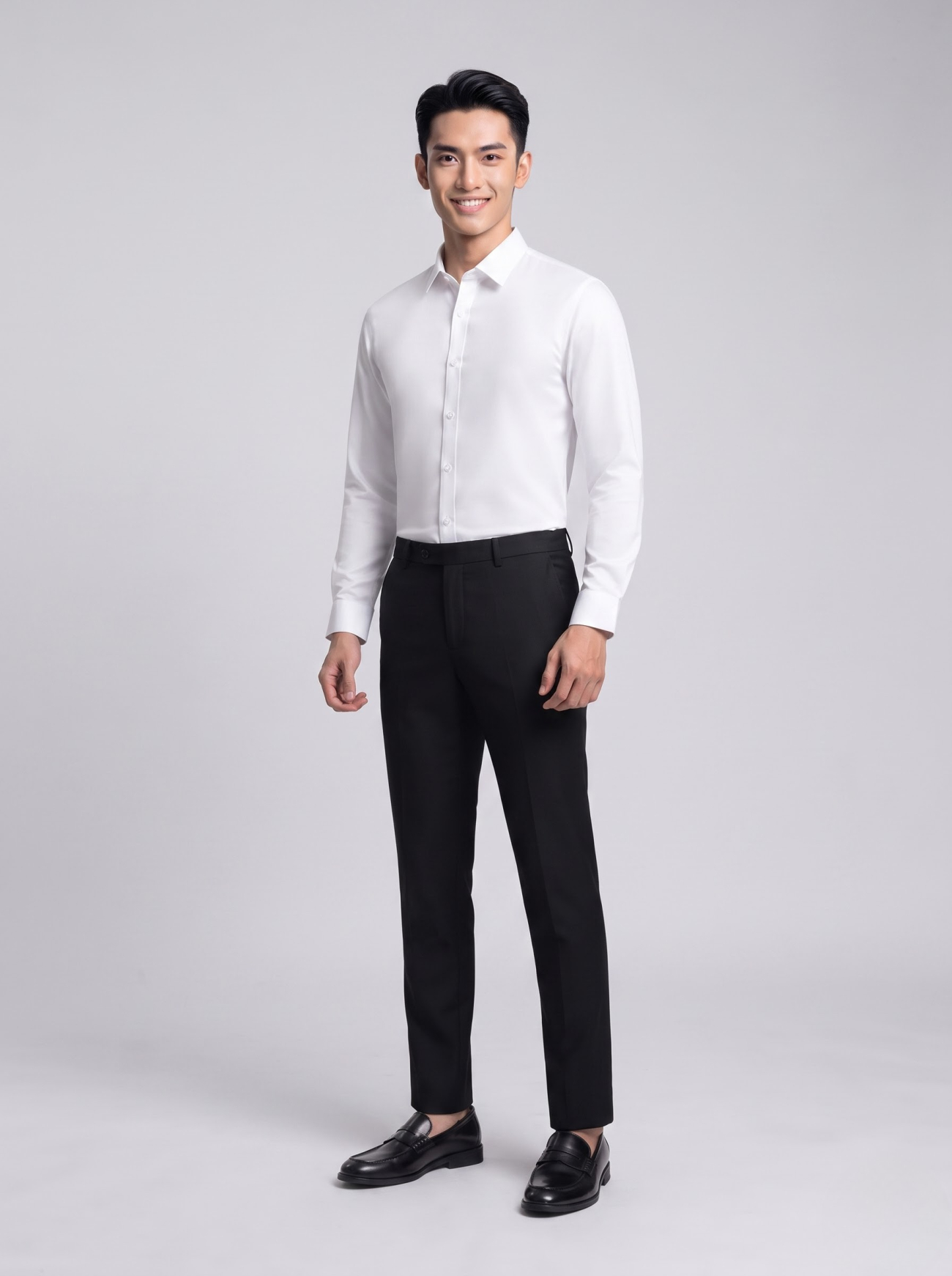 Áo Sơ Mi Trơn Form Slimfit SM205 Màu Trắng