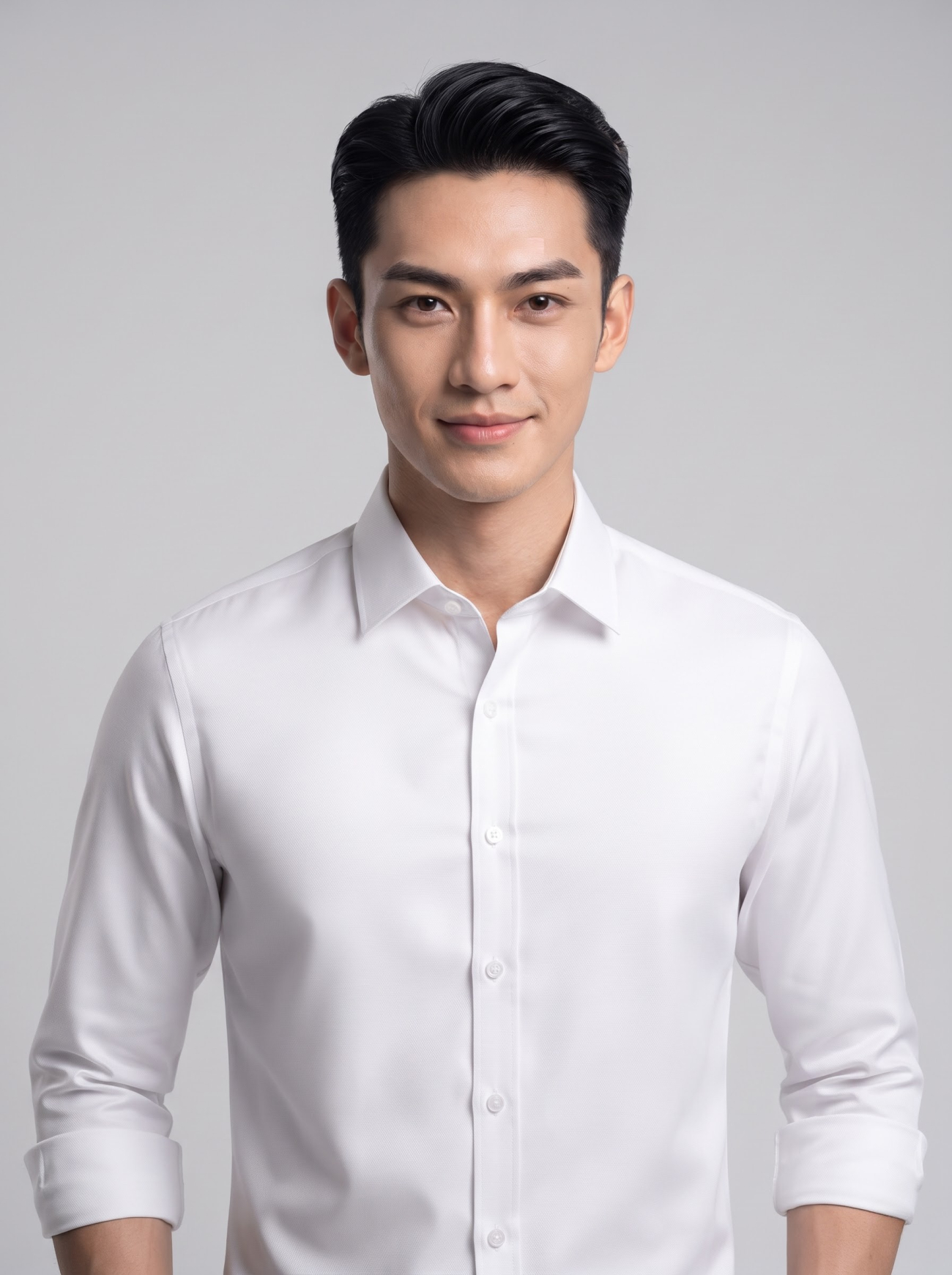 Áo Sơ Mi Trơn Form Slimfit SM205 Màu Trắng