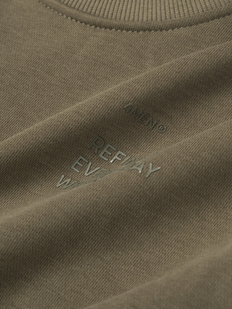 Áo Sweatshirt Chân Cua In Chữ Form Regular AS007 Màu Rêu
