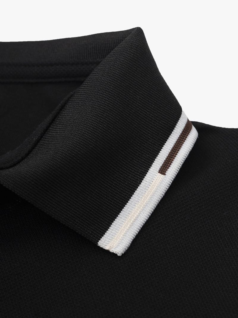 Áo Polo Double Face Trụ Dây Kéo Bo Kiểu Form Regular PO198 Màu Đen