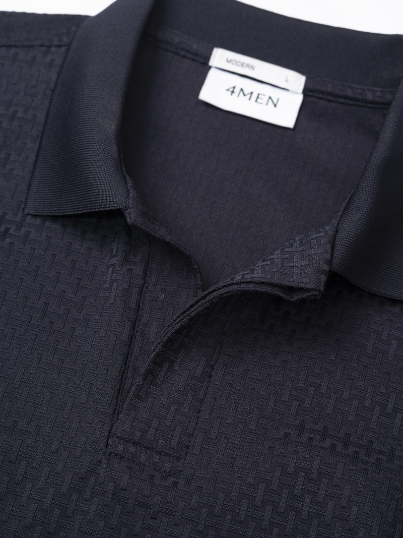 Áo Polo Jacquard Texture Nẹp Dấu Khuy Form Modern PO197 Màu Xanh Đen