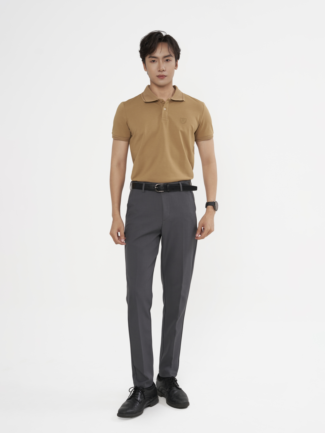 Áo Polo Modal In Logo M Form Slimfit PO157 Màu Be