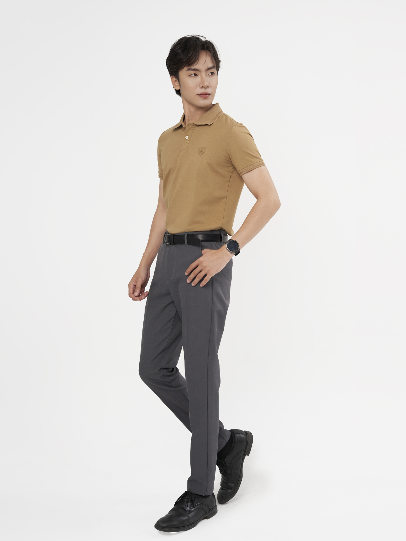 Áo Polo Modal In Logo M Form Slimfit PO157 Màu Be