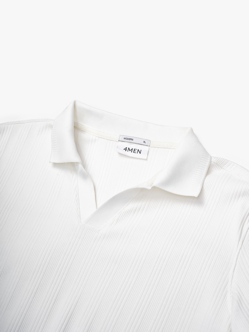 Áo Polo Vertical Texture Cổ V Bo Kiểu Form Modern PO199 Màu Trắng