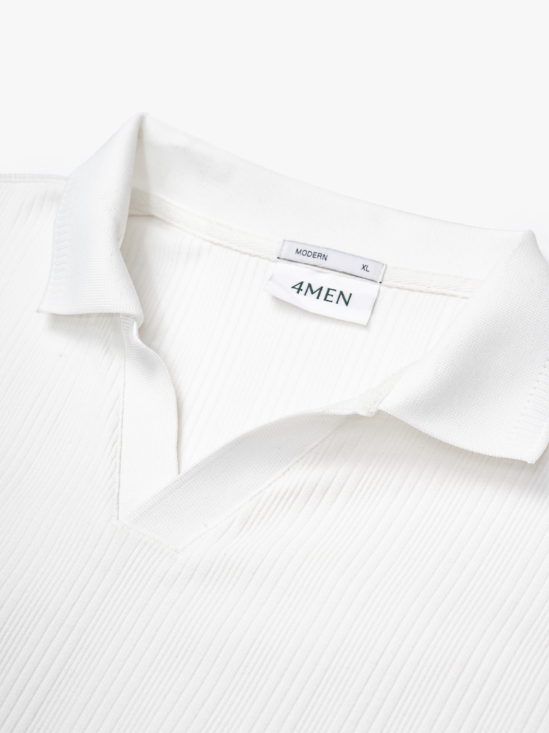 Áo Polo Vertical Texture Cổ V Bo Kiểu Form Modern PO199 Màu Trắng