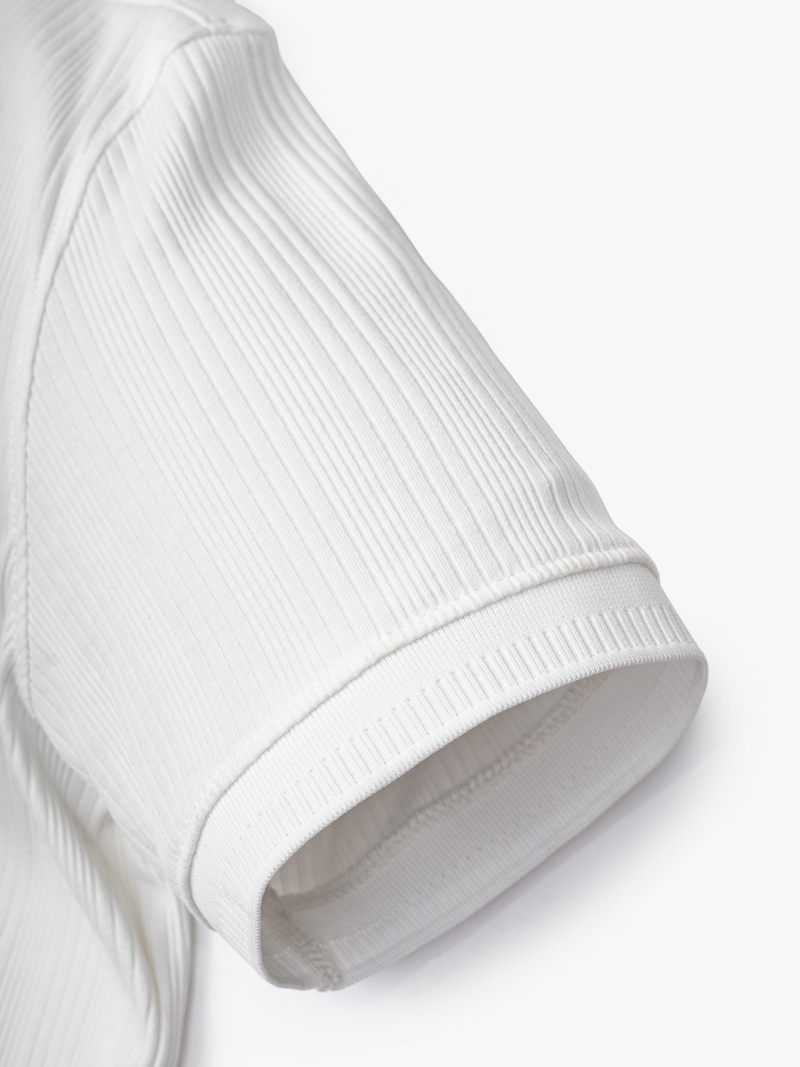 Áo Polo Vertical Texture Cổ V Bo Kiểu Form Modern PO199 Màu Trắng