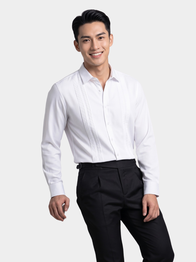 Áo Sơ Mi Cool-X Xếp Ly Thêu 4M Form Slimfit SM194
