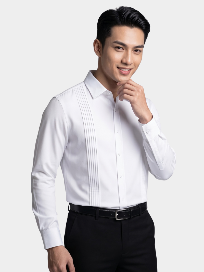 Áo Sơ Mi Cool-X Xếp Ly Thêu 4M Form Slimfit SM194