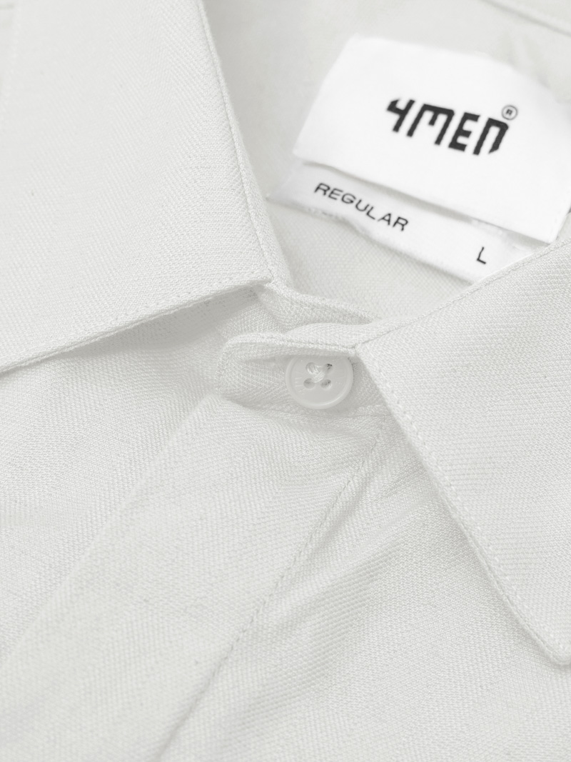 Áo Sơ Mi Herringbone Nẹp Dấu Khuy Form Regular SM211 Màu Trắng