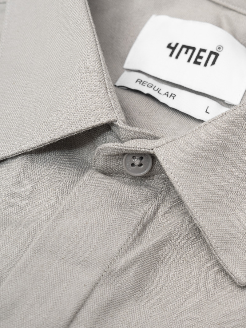 Áo Sơ Mi Herringbone Nẹp Dấu Khuy Form Regular SM211 Màu Xám