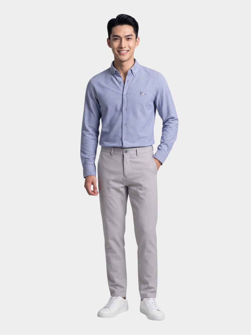 Áo Sơ Mi Oxford Cổ Button-Down Thêu Ngực Form Regular SM149 Màu Xanh Biển Đậm
