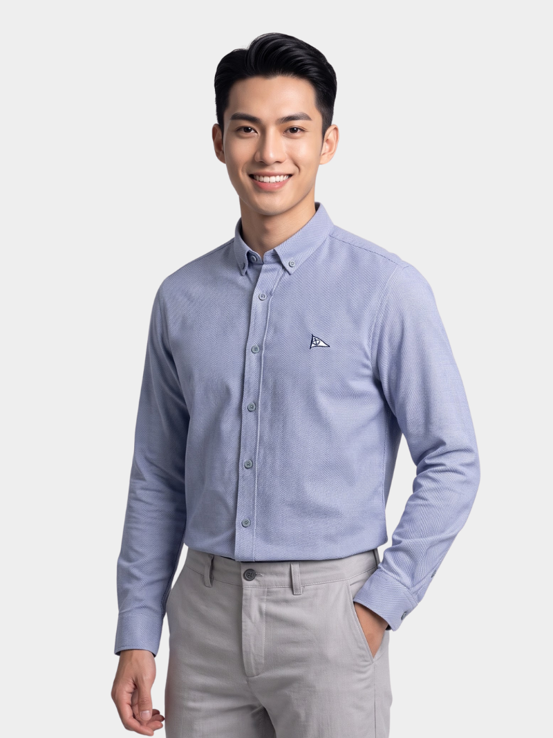 Áo Sơ Mi Oxford Cổ Button-Down Thêu Ngực Form Regular SM149 Màu Xanh Biển Đậm