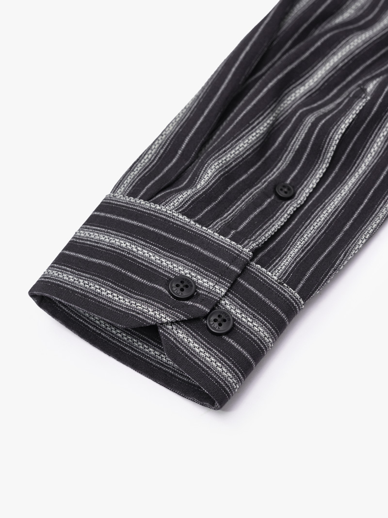 Áo Sơ Mi Sọc Cổ Button Down Form Relaxed SM212 Màu Xanh Đen