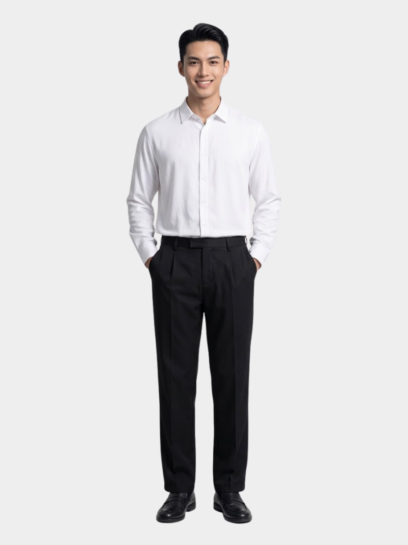 Áo Sơ Mi Tay Dài Vải Bamboo Thêu Chữ Liberty M Ở Vai Form Slimfit SM190