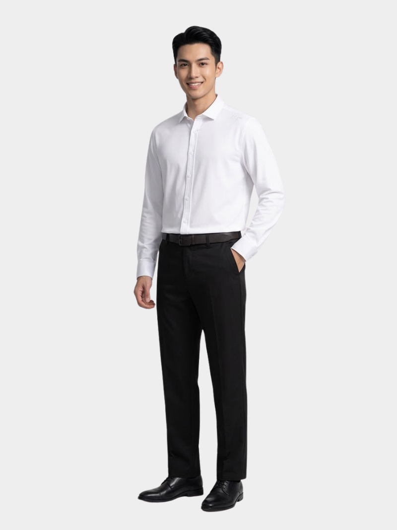 Áo Sơ Mi Tay Dài Vải Bamboo Thêu Chữ Liberty M Ở Vai Form Slimfit SM190