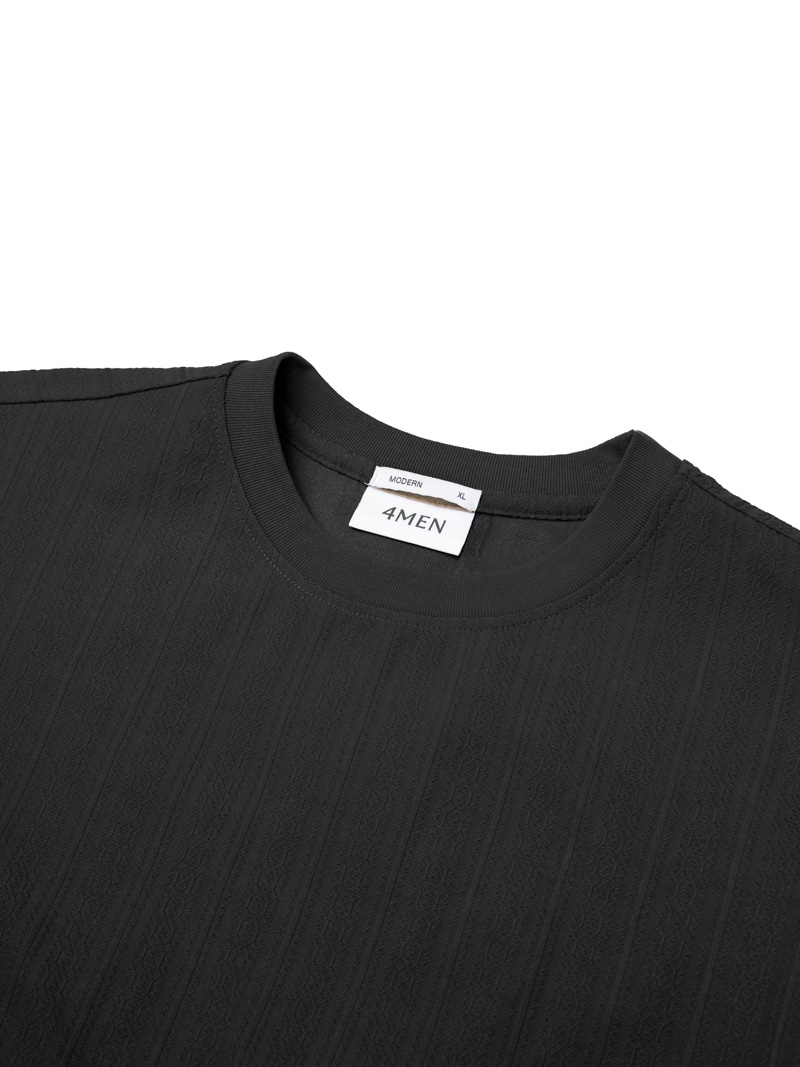 Áo Thun Texture Jacquard Dệt Nổi Form Modern AT201 Màu Đen