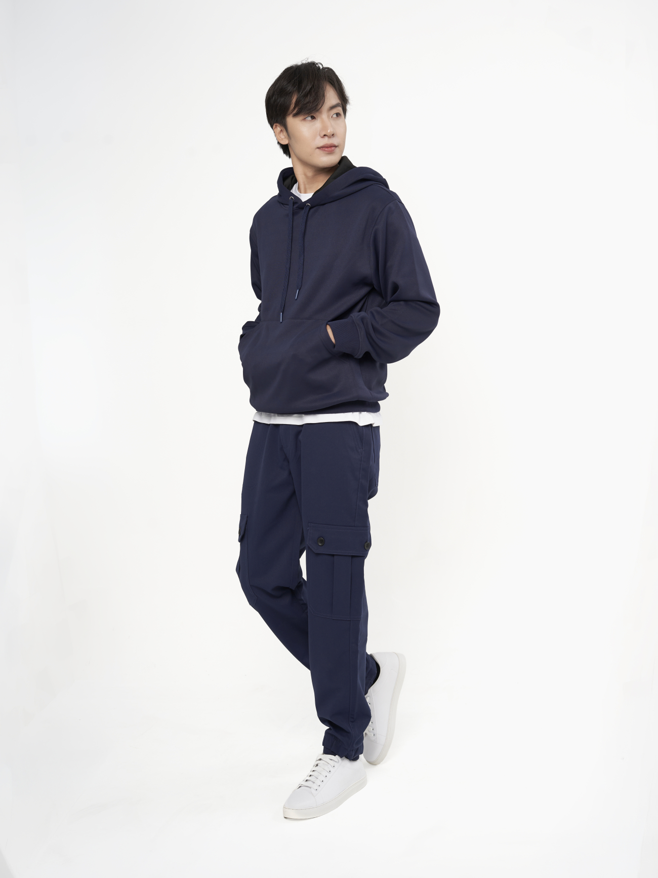 Quần Jogger Kaki Lưng Thun Túi Hộp Form Regular JO015 Màu Xanh Đen