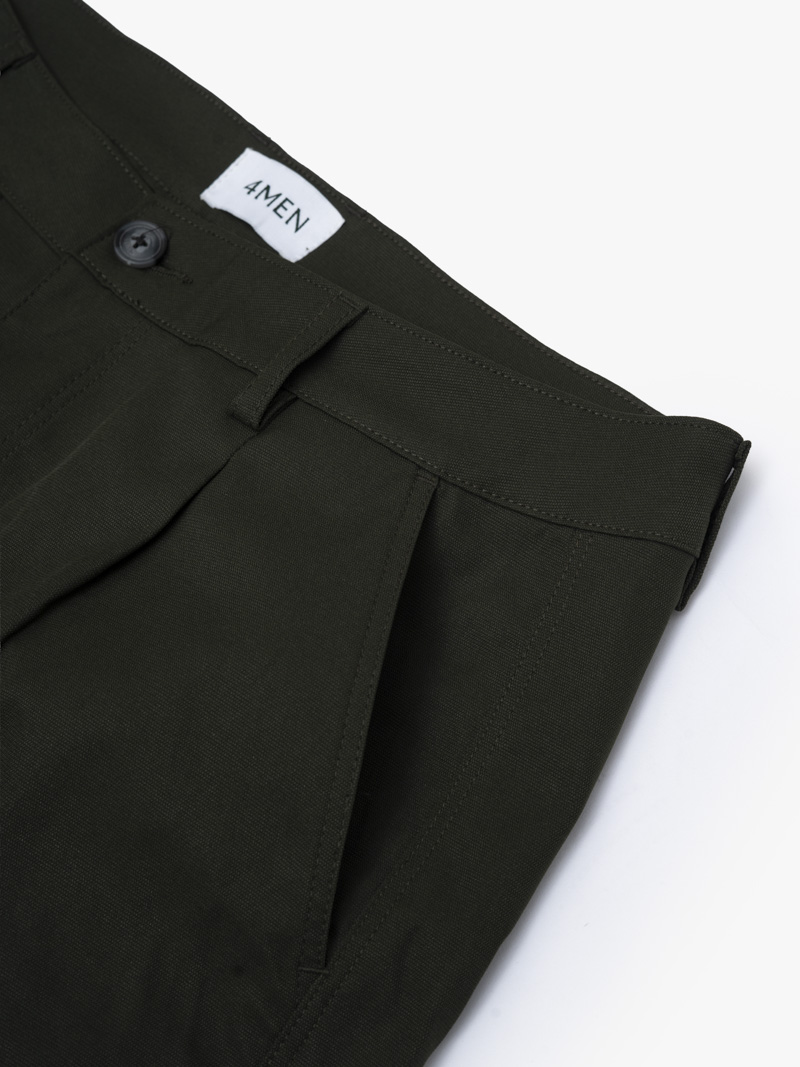 Quần Kaki Trơn Xếp Ly Form Straight QK037 Màu Rêu Đậm