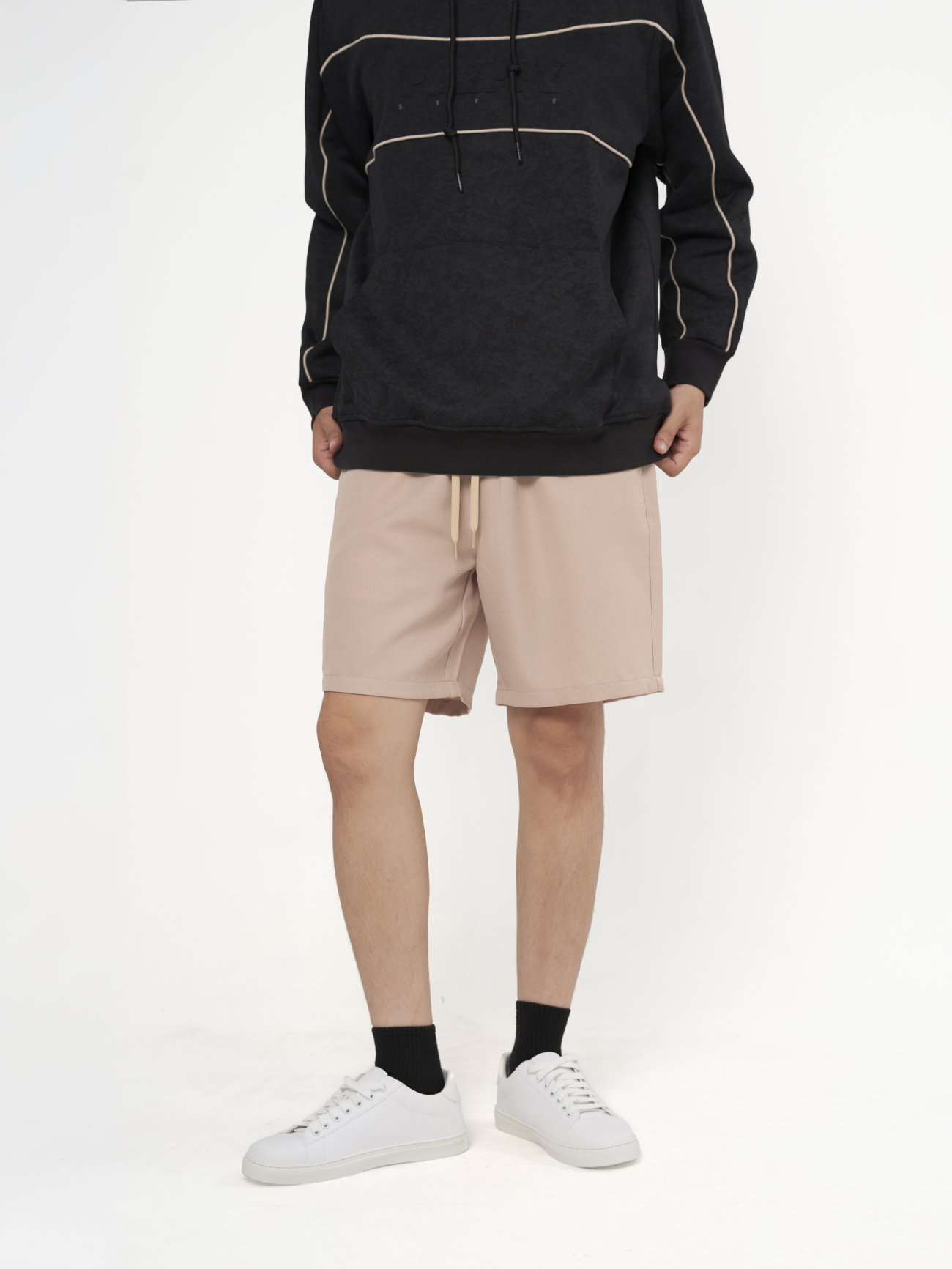Quần Short Linen Trơn Form Straight QS085 Màu Be