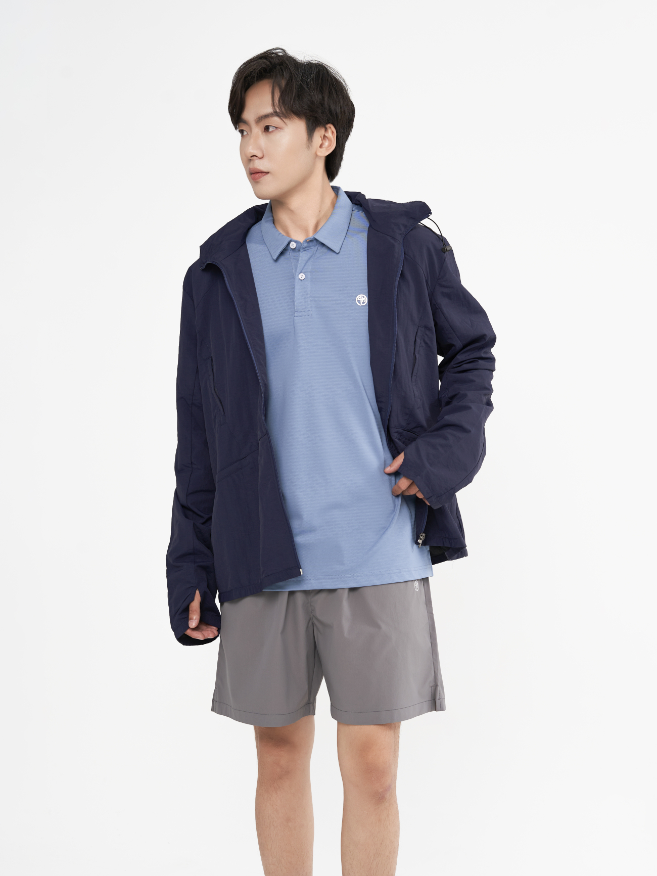 Quần Short Thể Thao 6inch Thêu logo 4m Form Relax QS082 Màu Xám Đậm