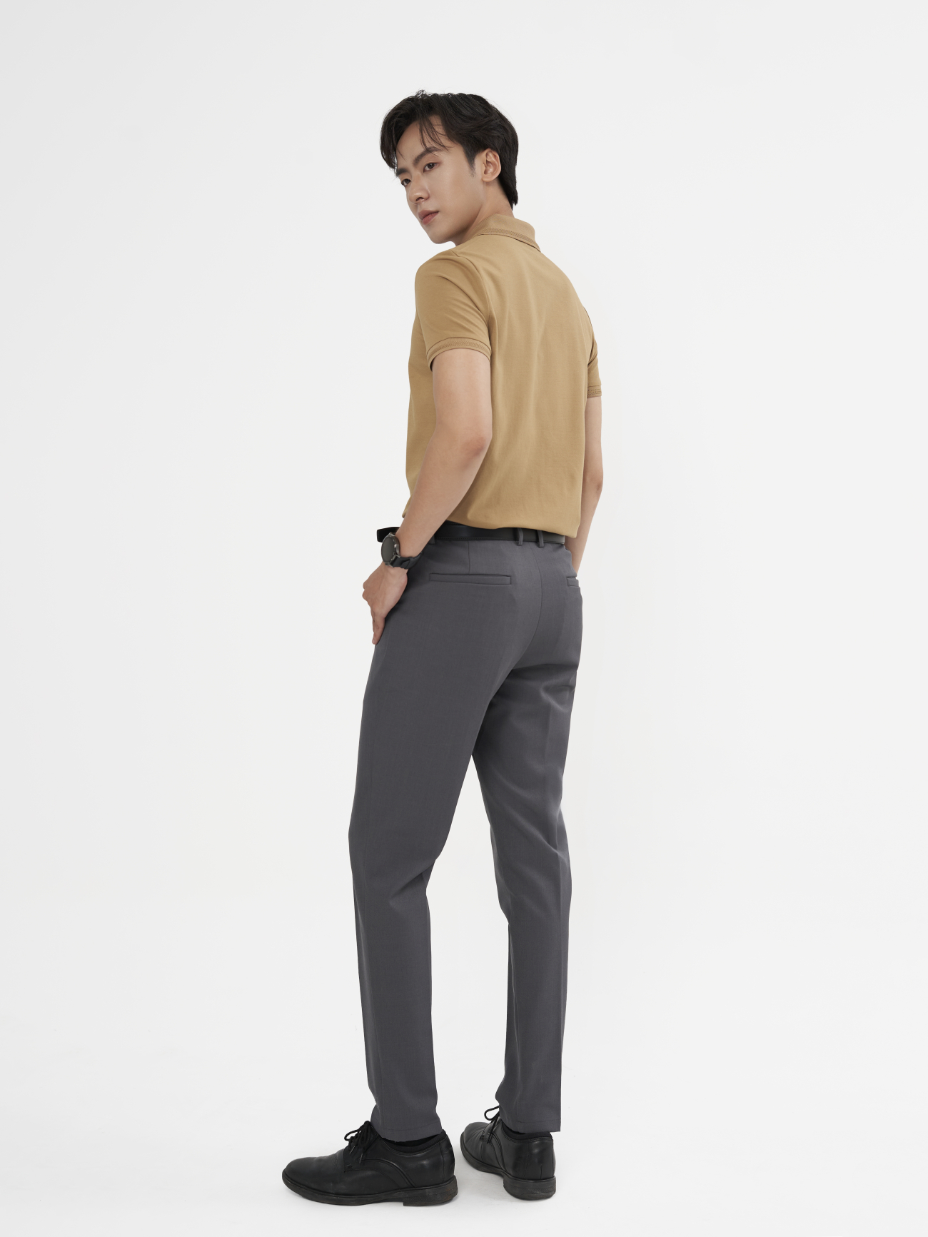 Quần Tây Sidetab Trơn Form Slimfit QT069 Màu Xám