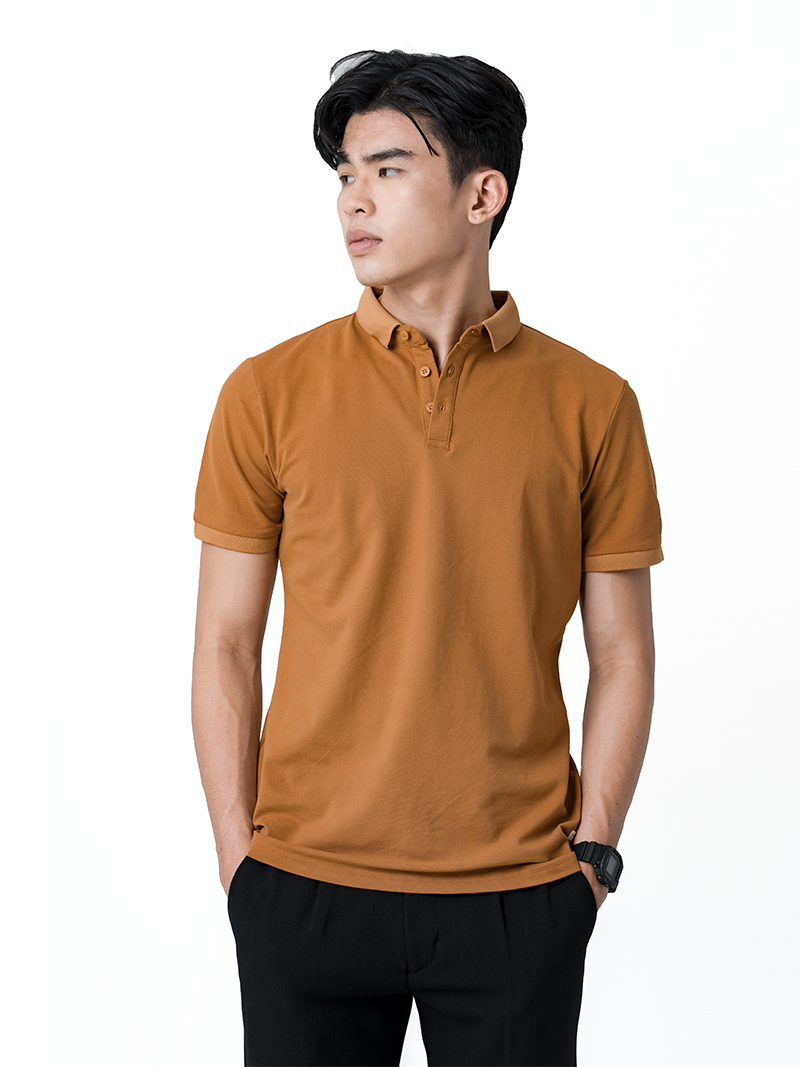 Áo Polo Trơn Gắn Nhãn Po028 Màu Bò - 4Men®