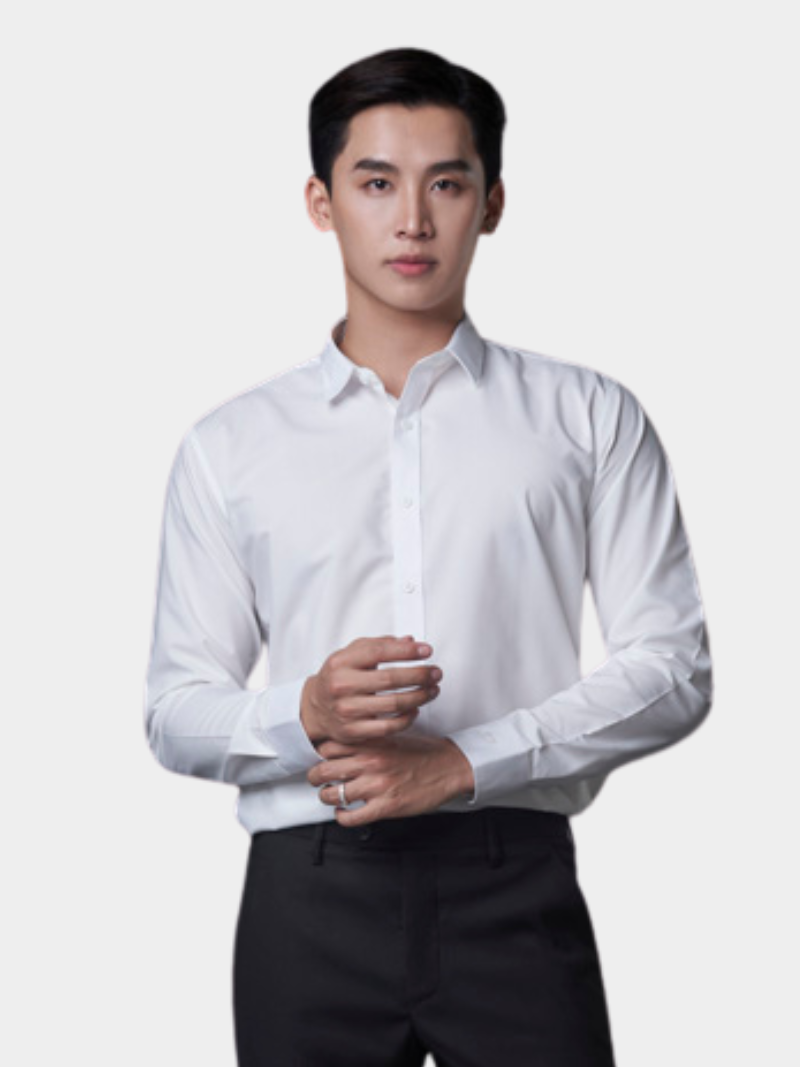 ao so mi tron vai modal it nhan form slimfit sm079
