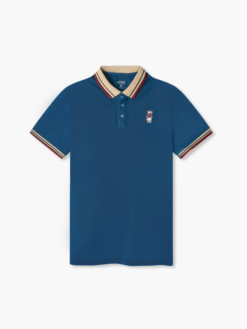 ao polo regular bear golf po072 mau xanh co vit