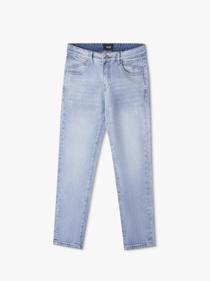 quan jeans xanh wash laser tui sau form slim-cropped qj092