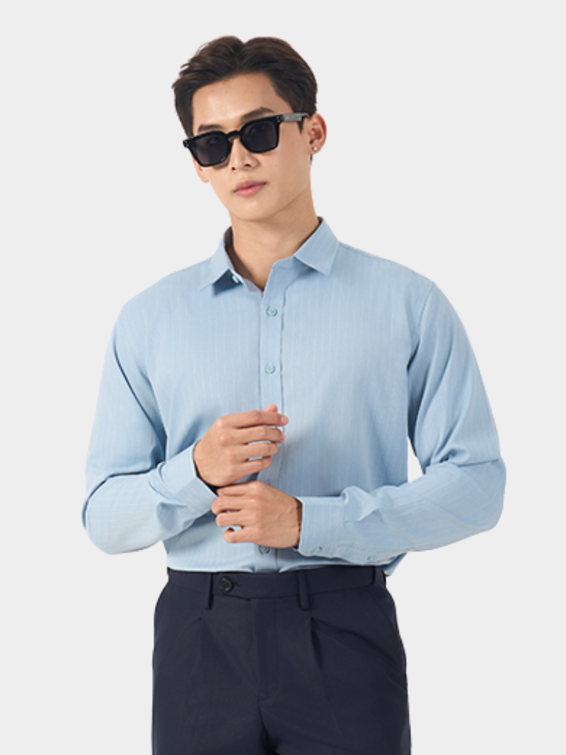 ao so mi soc vai bamboo theu gentlemen o mang sec form slimfit sm156