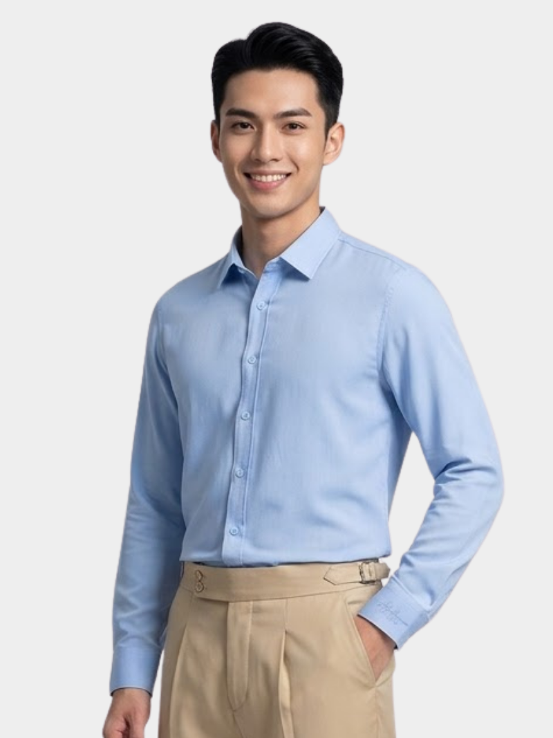 ao so mi vai bamboo theu gentlemen o mang sec form slimfit sm155
