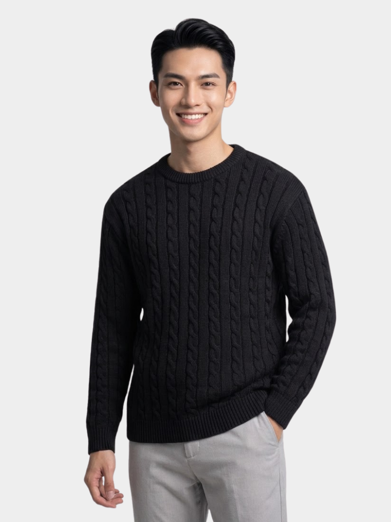 ao len tay dai co tron det van thung form regular al014