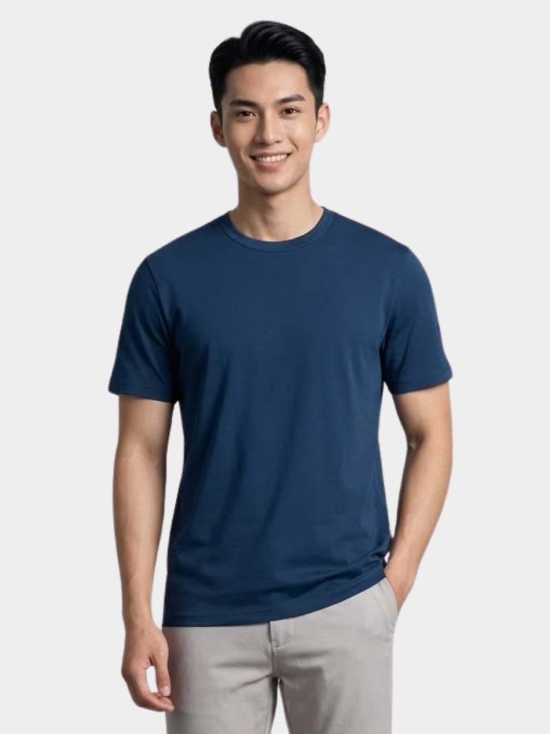 ao thun tron vai rayon theu 4men club tay ao form slimfit at155