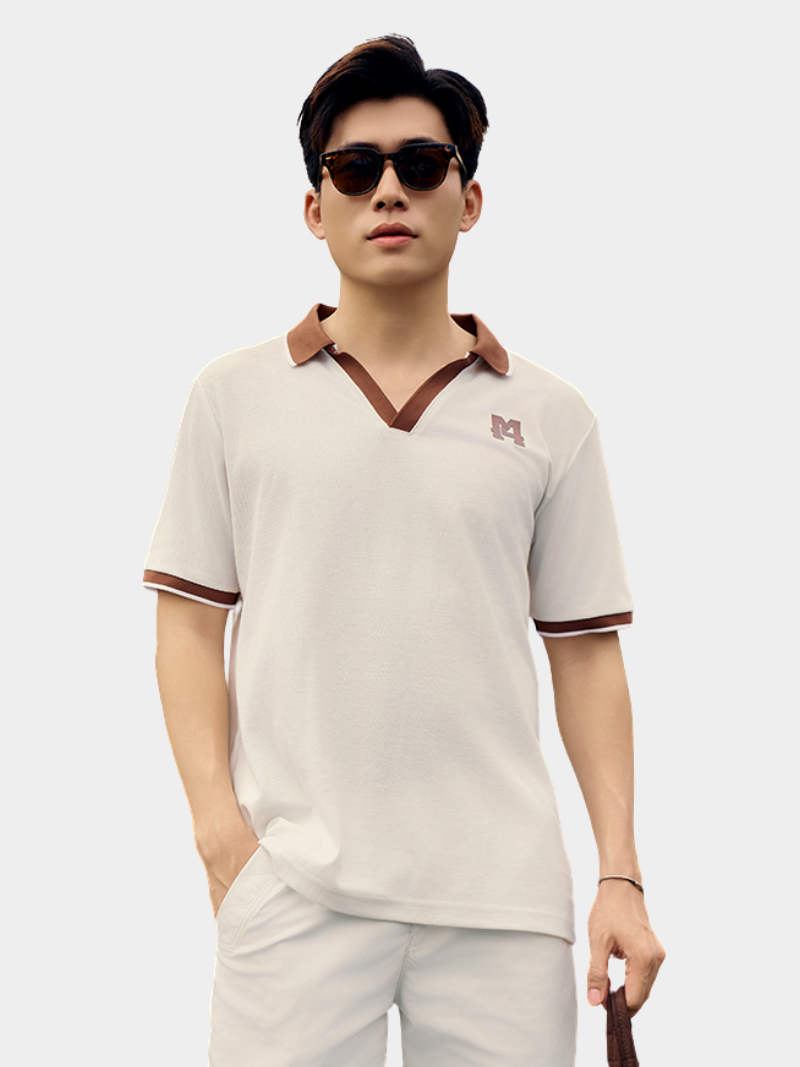 ao polo co tim in chu m form regular po147