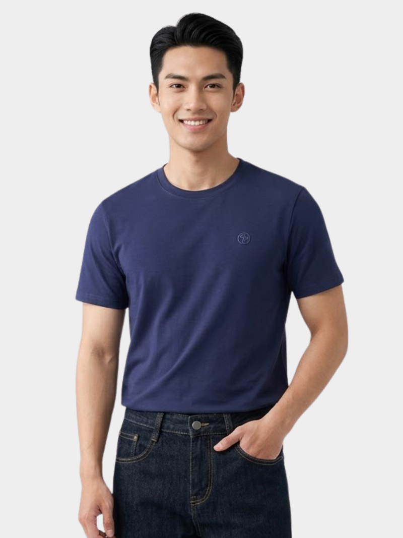 ao thun in logo tron 4m form slimfit at161