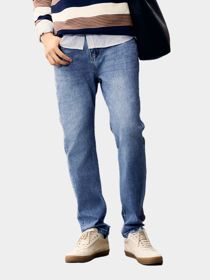 quan jean in logo 4men tui sau form slimfit qj108