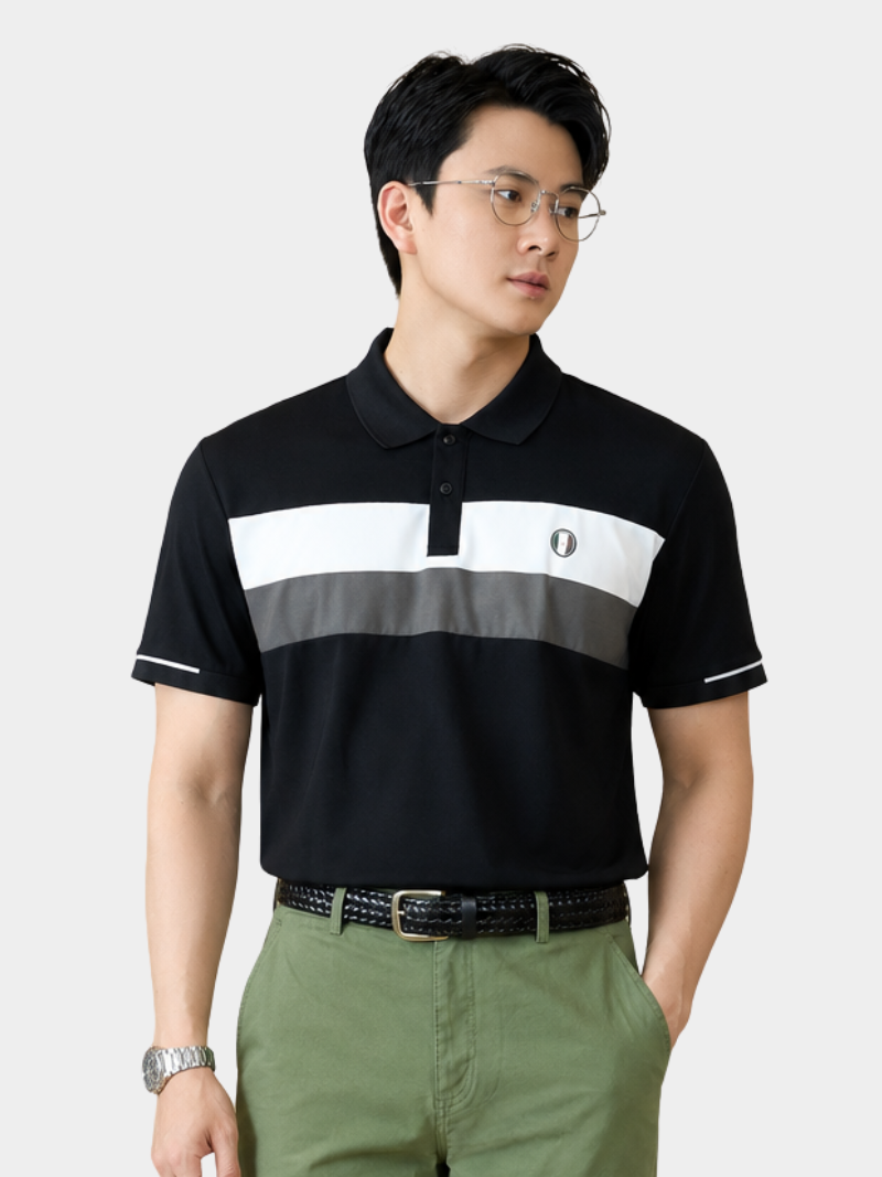 ao polo rayon in logo tron m form regular po164 mau den