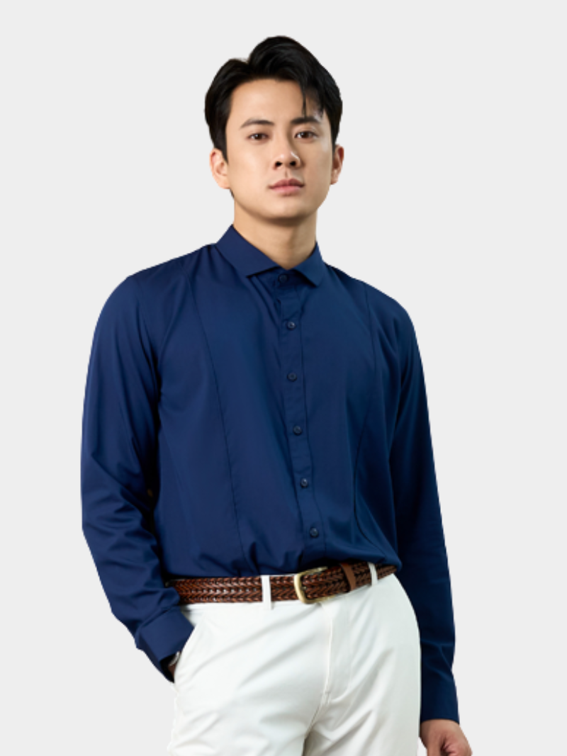 ao so mi dieu ly han che nhan wrinkle x theu peakhour form slimfit sm182