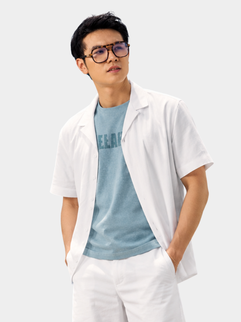 ao so mi linen trang theu hinh mo neo 4m form regular sm184 mau trang